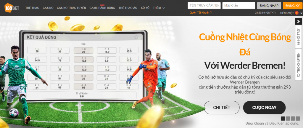 Giao diện nhà cái 188BET 2021