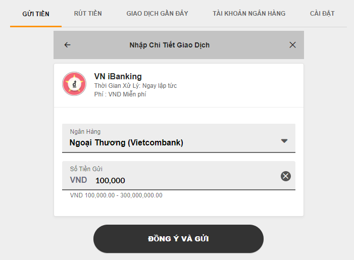 Form nạp tiền 188BET