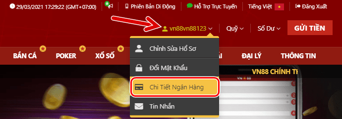 Vào mục Ngân hàng