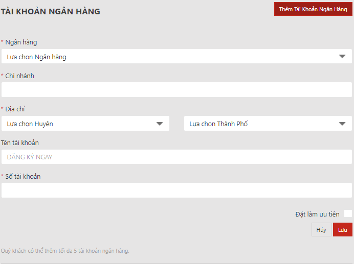Thêm tài khoản ngân hàng