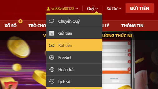 Hướng dẫn rút tiền VN88