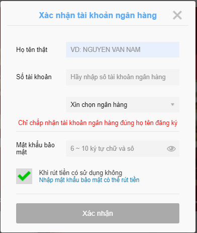 Thêm tài khoản ngân hàng