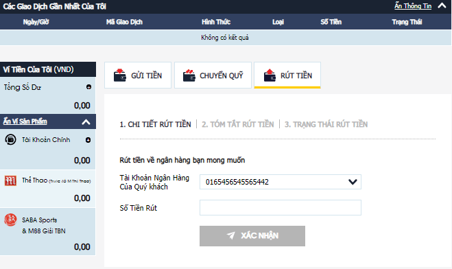 Hướng dẫn rút tiền nhanh chóng tại M88