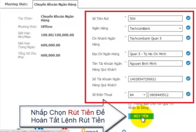 Hướng dẫn rút tiền W88