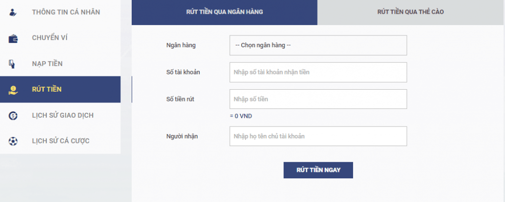 Hướng dẫn rút tiền từ SKY88