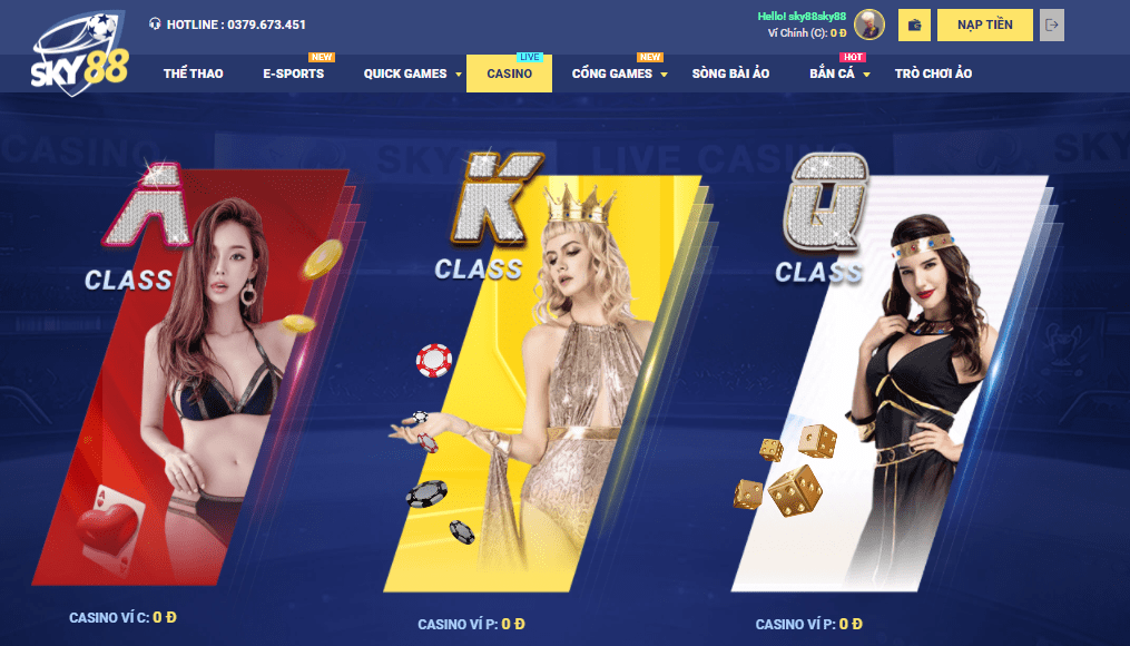 Hệ thống sảnh Casino trực tuyến