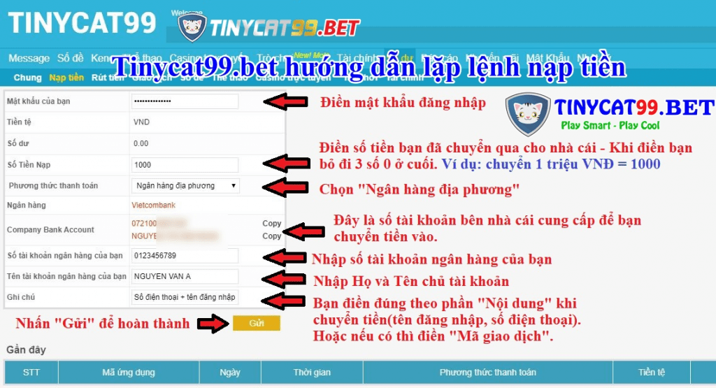 Quy trình nạp tiền nhanh chóng, dễ dàng