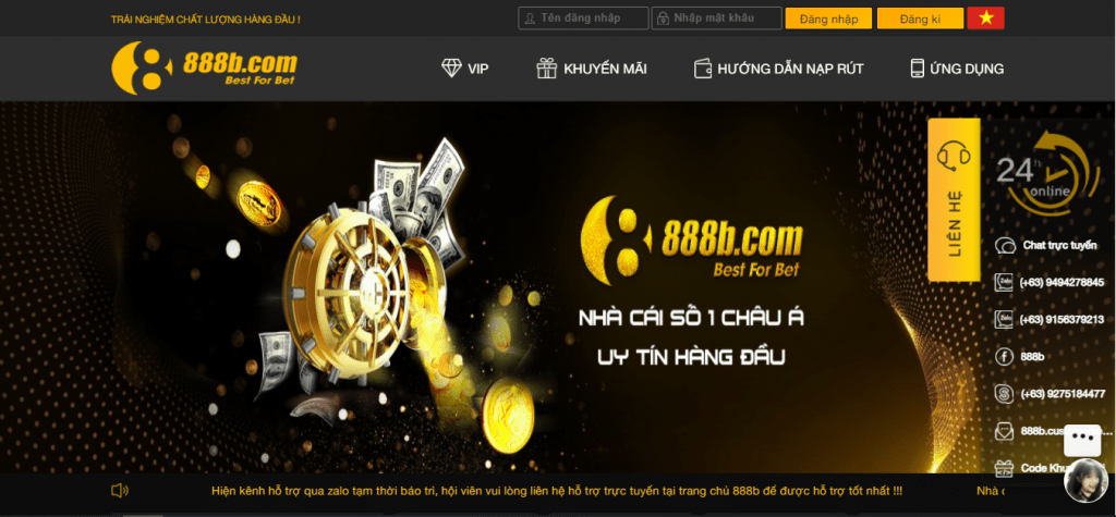 Giao diện nhà cái 888BET mới nhất