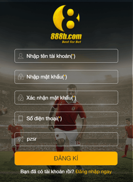 Form tạo tài khoản 888BET dành cho người chơi mới