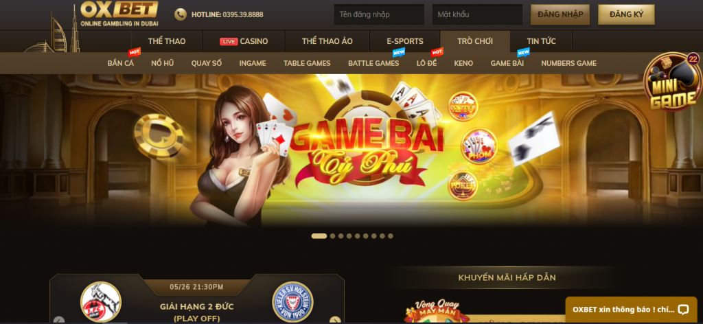 Giao diện nhà cái OXBET Dubai