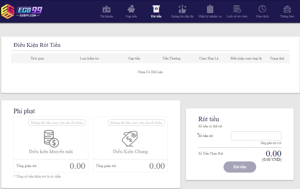 Hướng dẫn rút tiền EGB99