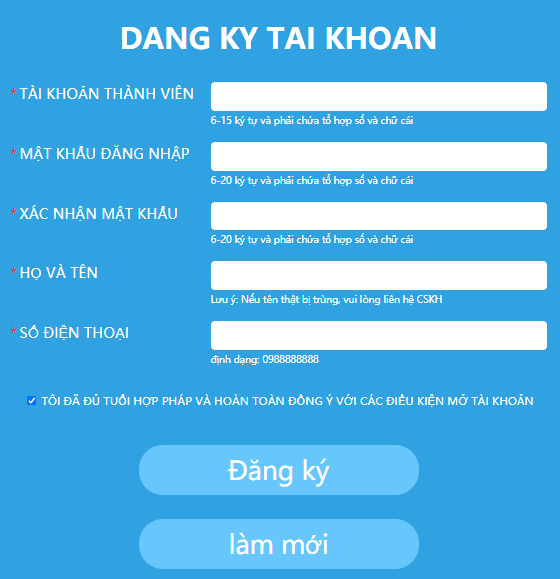 Cách đăng ký tài khoản tại 123B