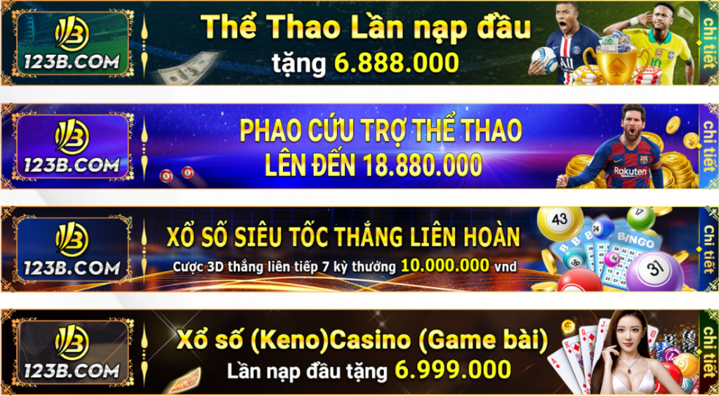 Thưởng khuyến mãi cho thành viên tại 123B