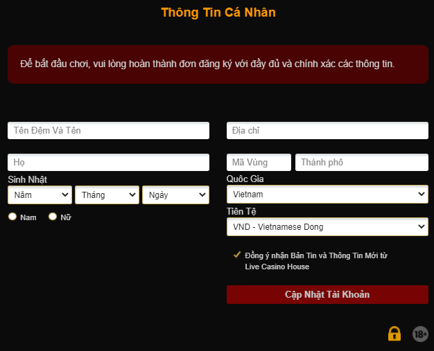 Cập nhật thông tin cá nhân