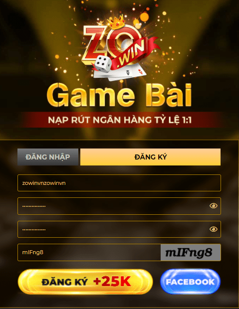 Đăng ký tài khoản tại cổng game ZOWIN