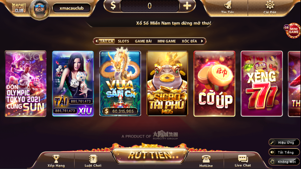 Giao diện cổng game Macau Club mới nhất