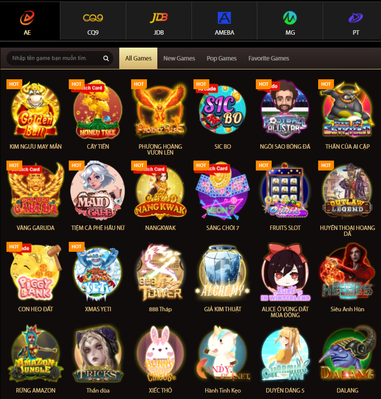 Hệ thống trò chơi nổ hũ - Slots