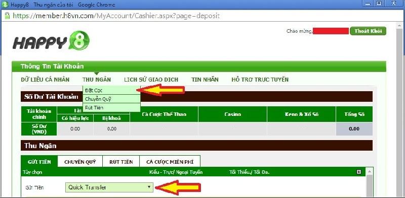 Cách nạp tiền tại nhà cái HAPPY8