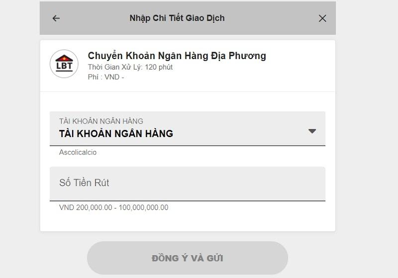 Có thể rút tiền thắng cược về tài khoản ngân hàng nội địa của bạn