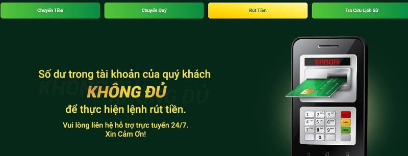 Giao diện rút tiền tại nhà cái FB88 