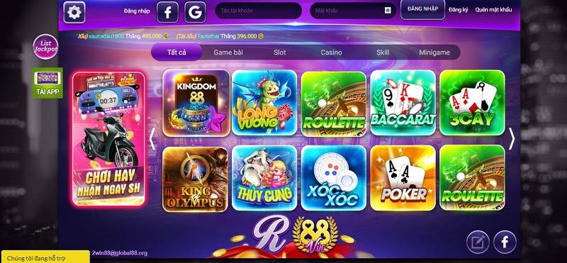 Giao diện của cổng game R88 cực cuốn hút