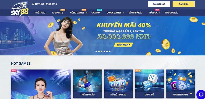 Giao diện cực kỳ mát mắt của nhà cái cá cược uy tín Sky88