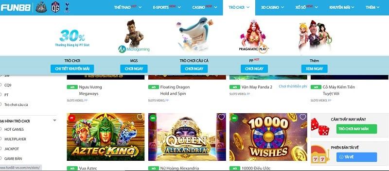 Kho game của Fun88 đa dạng và đầy đủ mọi thể loại