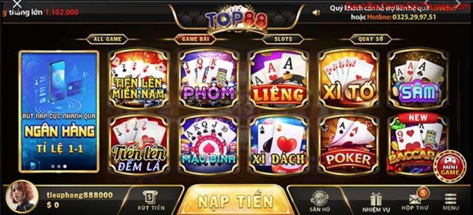 18 - Top88 – Game bài đổi thưởng uy tín, dễ trúng nhất