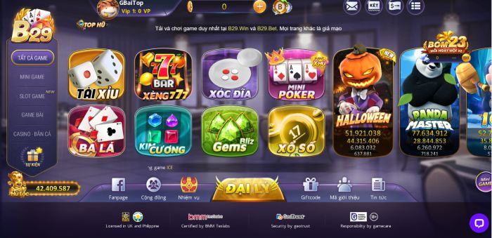 Giao diện cổng game bố trí thông minh, khoa học