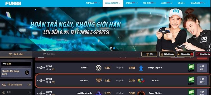 Đa dạng thể loại kèo cược tại cá cược Esports