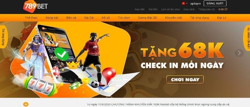 Giao diện nhà cái cá cược trực tuyến 789Bet sống động