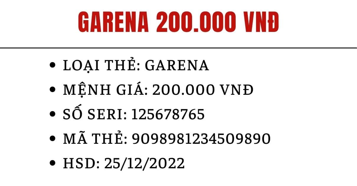 Ảnh Card Garena 200k Chưa Ai Nạp