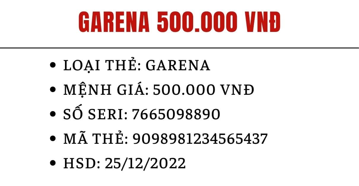 Ảnh Card Garena 500k Free Fire chưa ai nạp