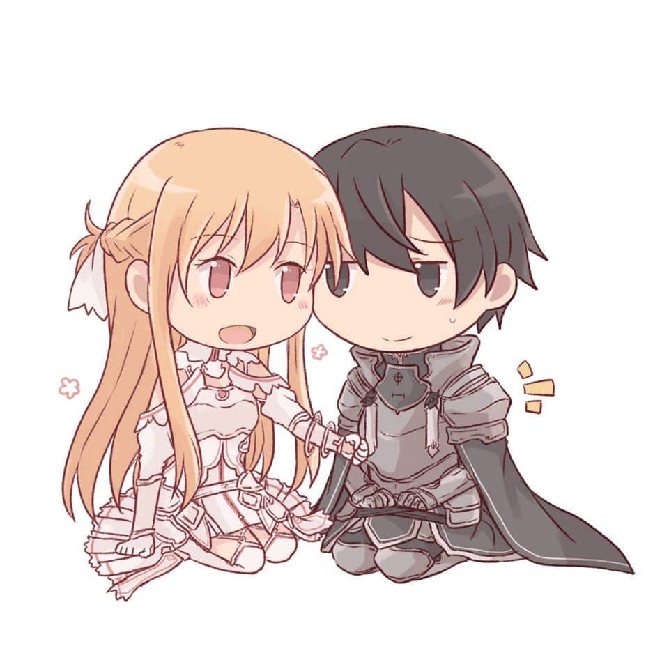 Ảnh Đôi Anime Kirito Và Asuna chibi cute