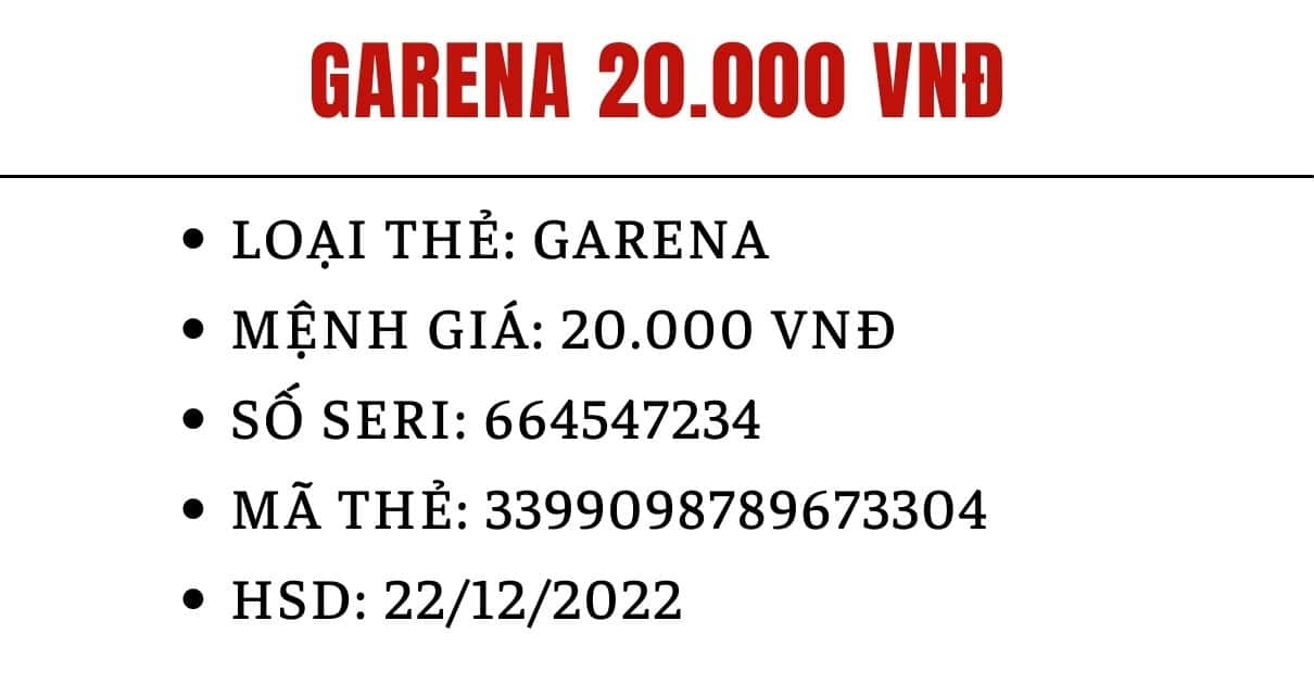 Ảnh Thẻ Garena 20k Miễn Phí mới nhất