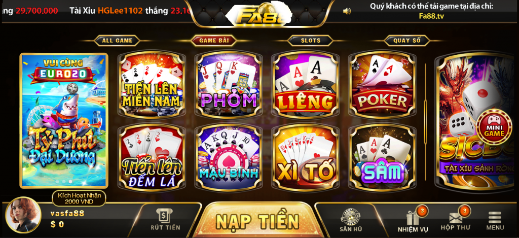 Sảnh chơi game bài 3D