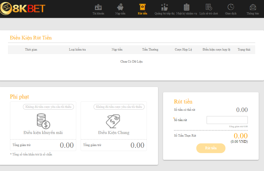 Hướng dẫn các rút tiền nhanh tại 8KBET