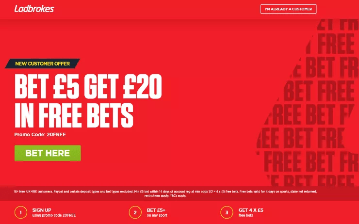 Gói khuyến mãi thưởng tiền tại Ladbrokes