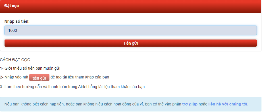 Tạo lệnh gửi tiền M-BET