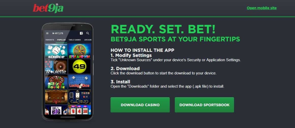 Tải về ứng dụng Bet9ja cho mobile