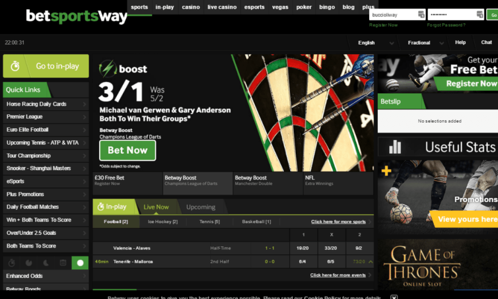 Sảnh chơi Thể thao tại Betway