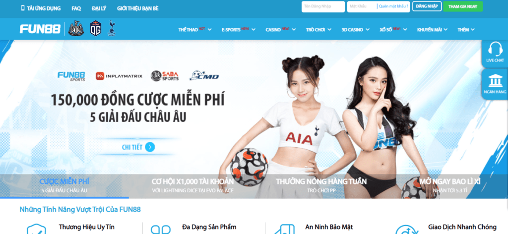 Fun88 - Trang web cá cược Thể thao - Bóng đá vạn người mê