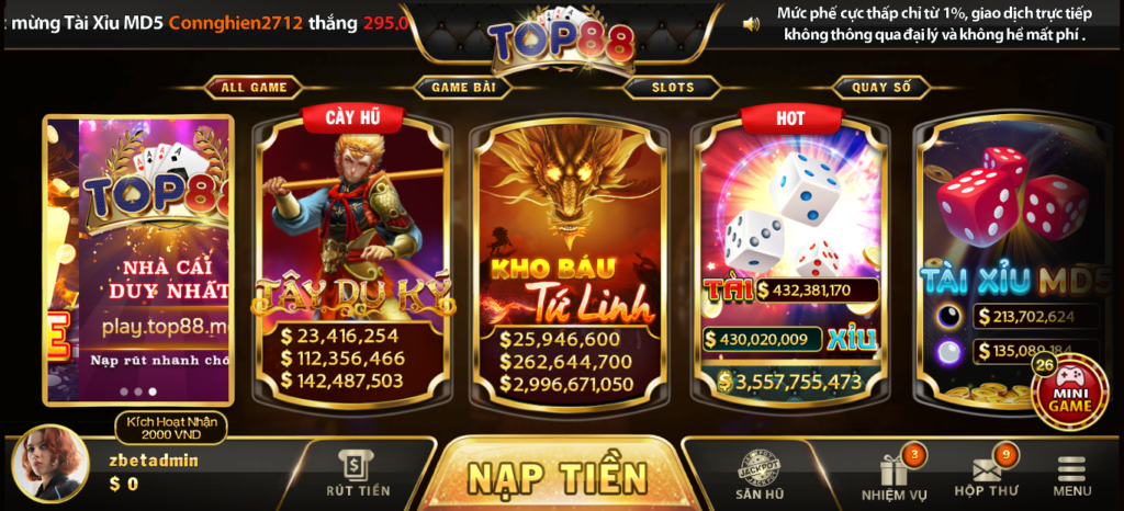 Cách nạp tiền để chơi tại TOP88