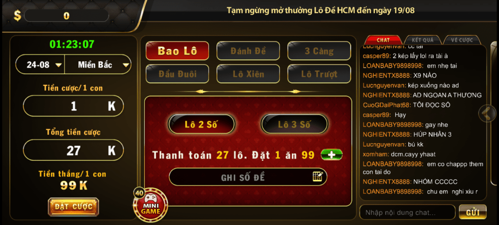 Sảnh chơi lô đề, number game tỷ lệ ăn cực cao