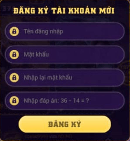 Form đăng ký thành viên tại cổng game Ngon Club