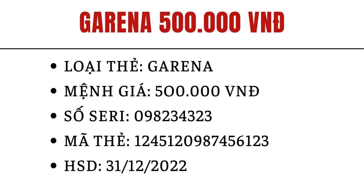 Hình Ảnh Card Garena 500k Miễn Phí xịn sò nhất