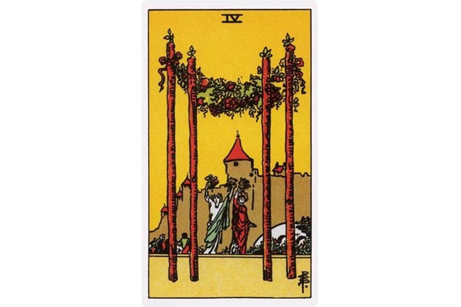 Lá bài Four Of Wands trong Tarot theo chuẩn Rider Waite Smith