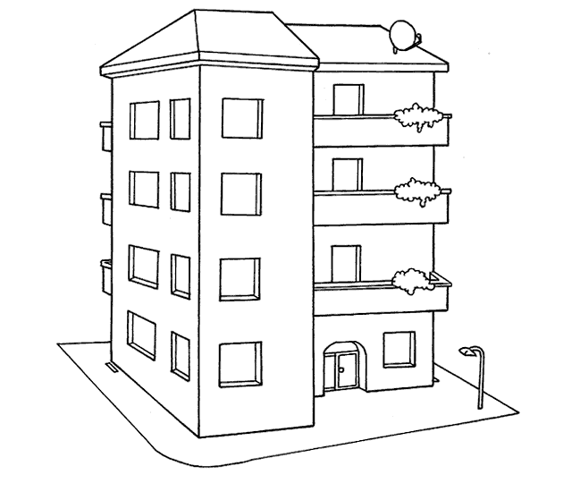 Tập tô màu hình ngôi nhà cao tầng đẹp