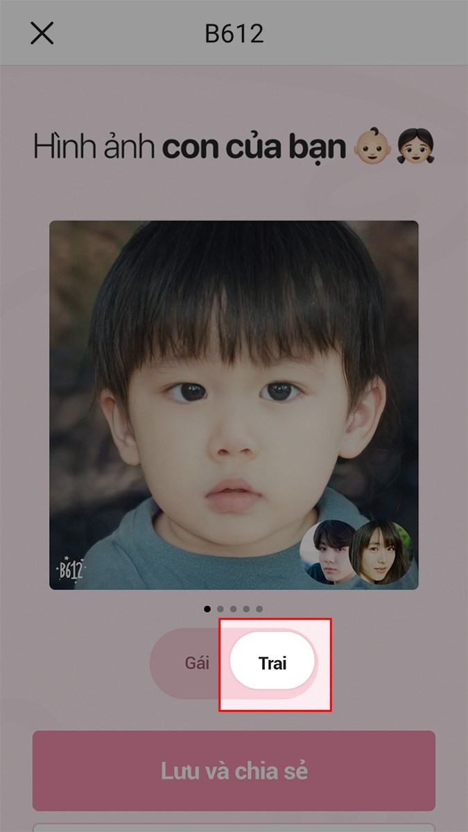 Để xem ảnh bé trai, bạn chỉ cần chọn Trai