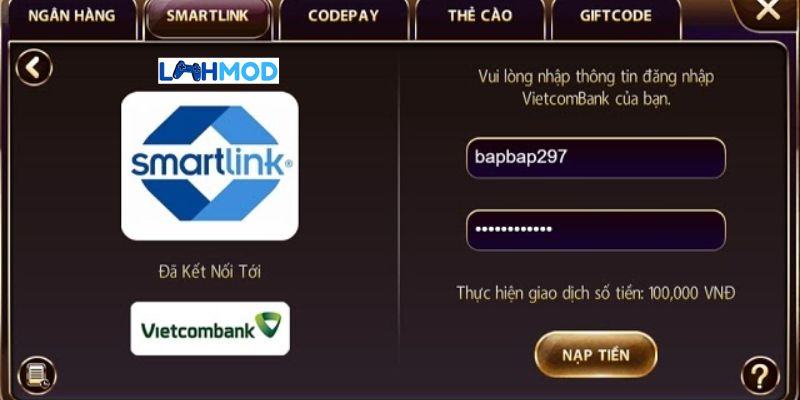 Cách nạp tiền Zowin thông qua Smartlink